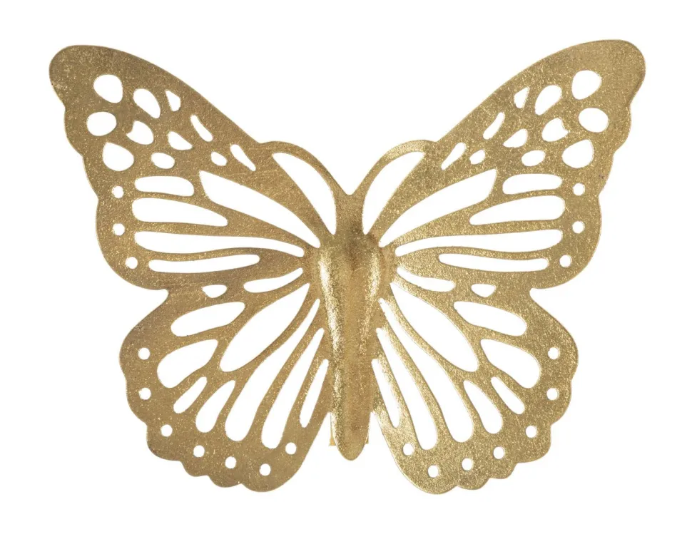 Ensemble de papillons muraux décoratifs 3D en fer doré 4 pièces