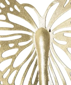 Ensemble de papillons muraux décoratifs 3D en fer doré 4 pièces