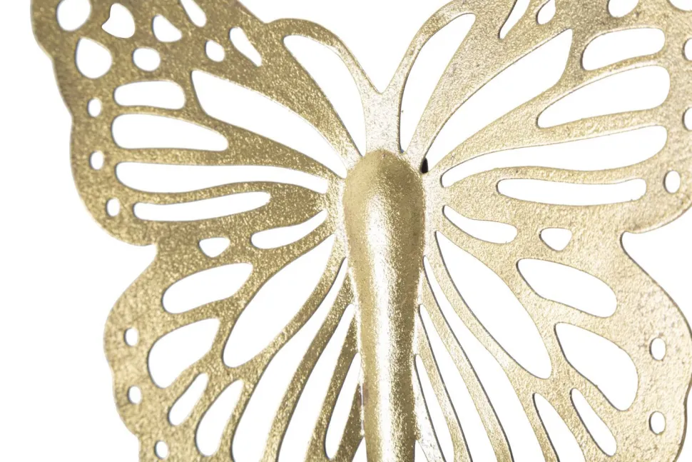 Ensemble de papillons muraux décoratifs 3D en fer doré 4 pièces