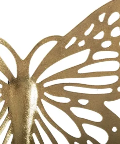 Ensemble de papillons muraux décoratifs 3D en fer doré 4 pièces