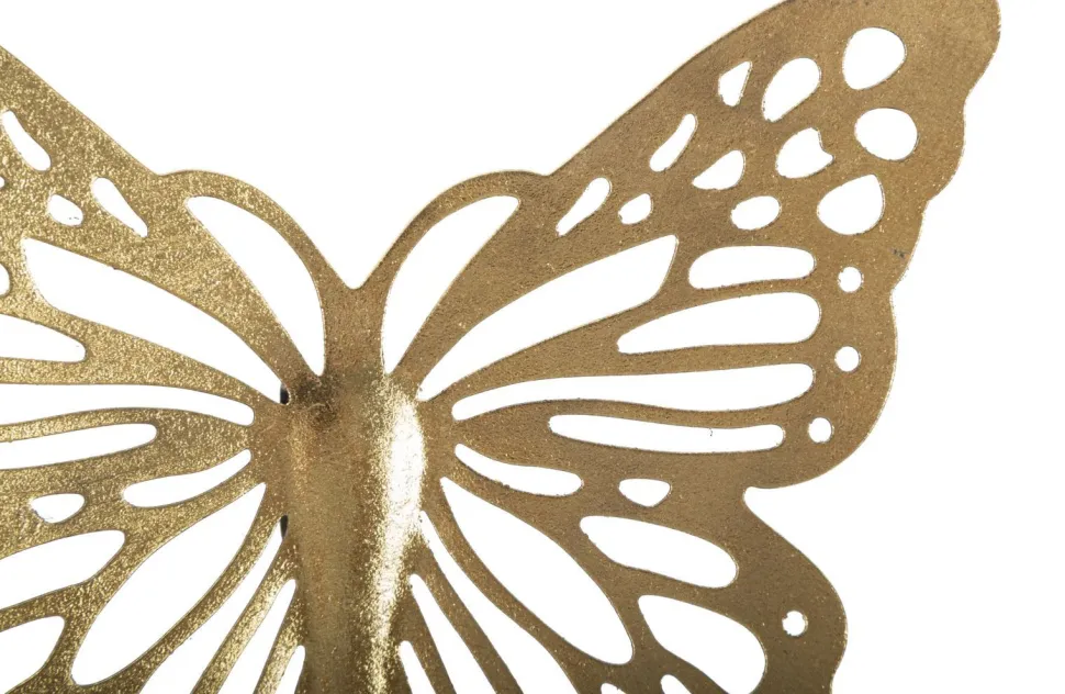 Ensemble de papillons muraux décoratifs 3D en fer doré 4 pièces