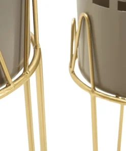 Ensemble de porte-vases à fleurs 2 pcs Métal Satiné et motifs perforés