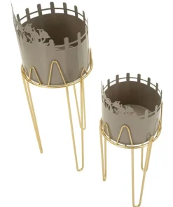 Ensemble de porte-vases à fleurs 2 pcs Métal Satiné et motifs perforés