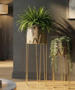 Ensemble de porte-vases à fleurs 2 pcs Métal Satiné et motifs perforés