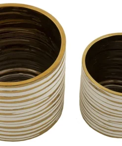 Ensemble de vases en céramique décorés doré Blanc et Doré
