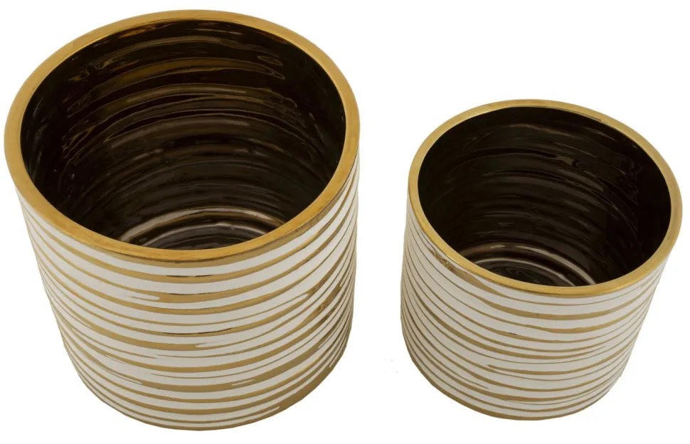 Ensemble de vases en céramique décorés doré Blanc et Doré