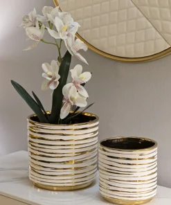 Ensemble de vases en céramique décorés doré Blanc et Doré