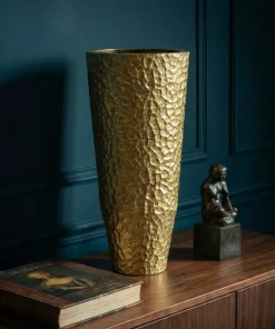 Ensemble de vases ronds en métal doré décorations en relief