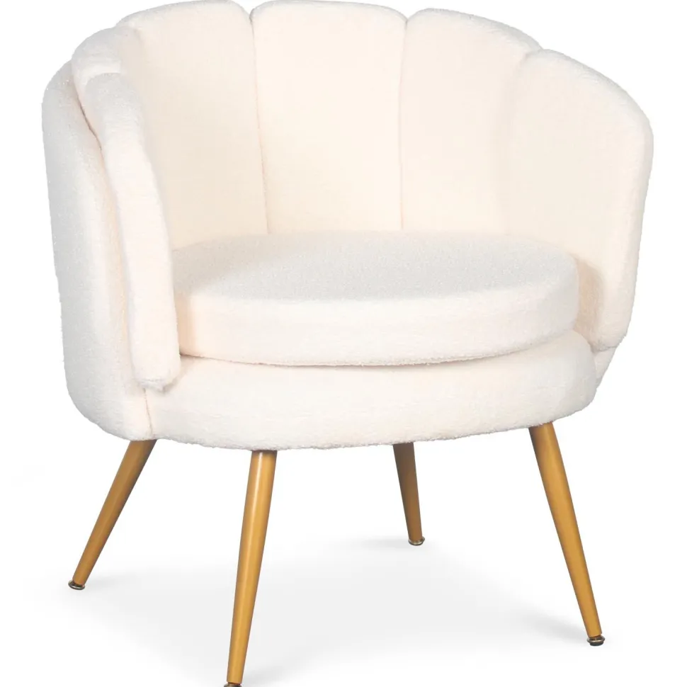 Fauteuil arrondi Brenda Tissu bouclette Beige