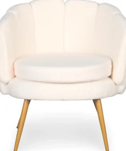 Fauteuil arrondi Brenda Tissu bouclette Beige