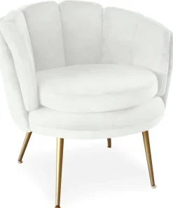 Fauteuil arrondi Brenda Velours Blanc
