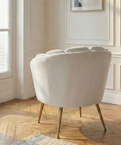Fauteuil arrondi Brenda Velours Blanc