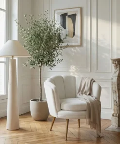 Fauteuil arrondi Brenda Velours Blanc