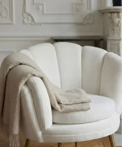 Fauteuil arrondi Brenda Velours Blanc