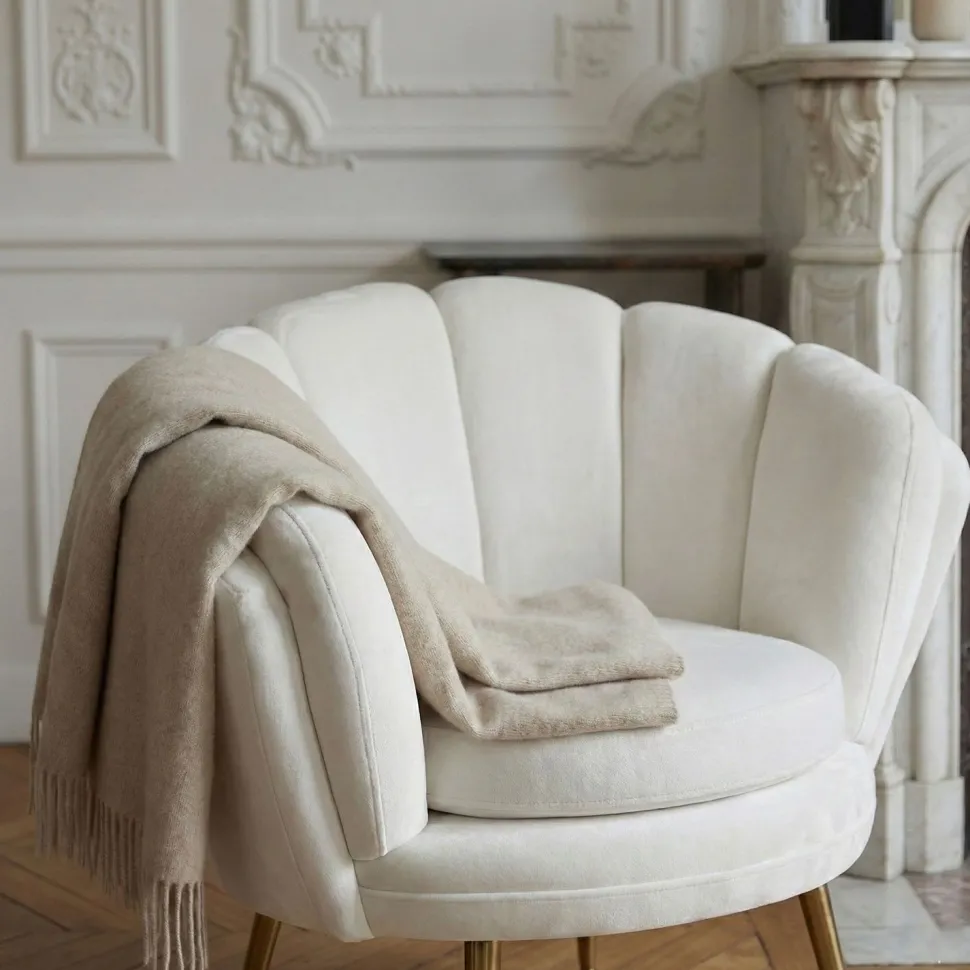 Fauteuil arrondi Brenda Velours Blanc