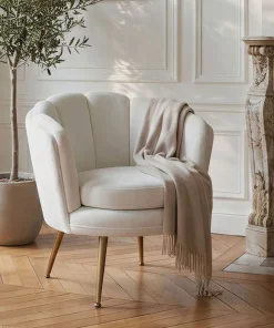 Fauteuil arrondi Brenda Velours Blanc