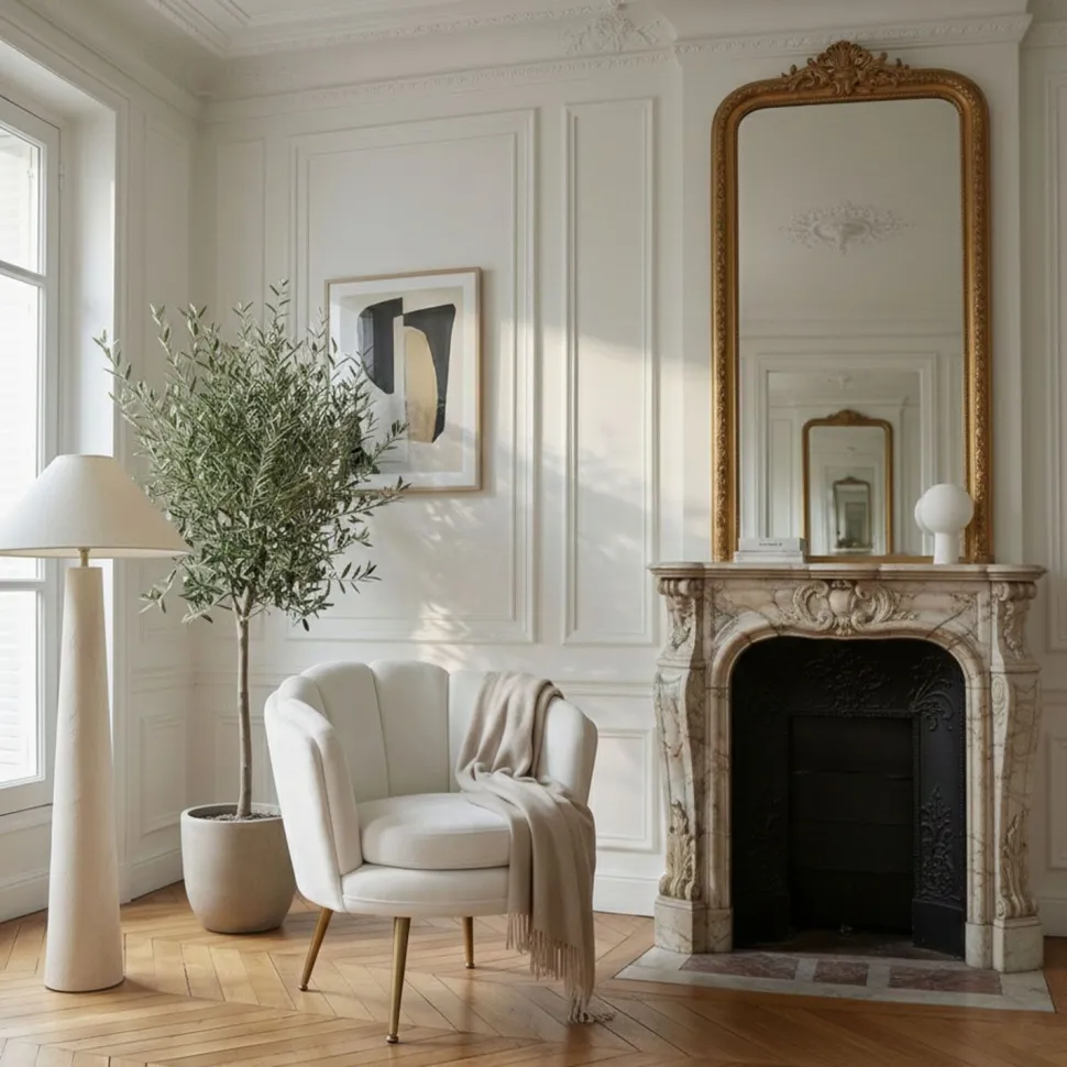 Fauteuil arrondi Brenda Velours Blanc