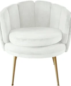 Fauteuil arrondi Brenda Velours Blanc