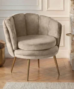 Fauteuil arrondi Brenda Velours Taupe