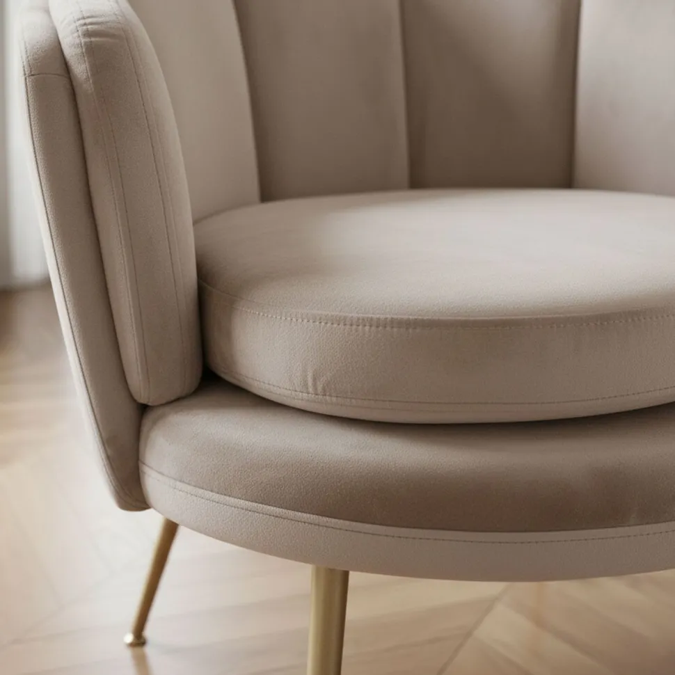 Fauteuil arrondi Brenda Velours Taupe