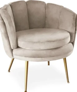Fauteuil arrondi Brenda Velours Taupe