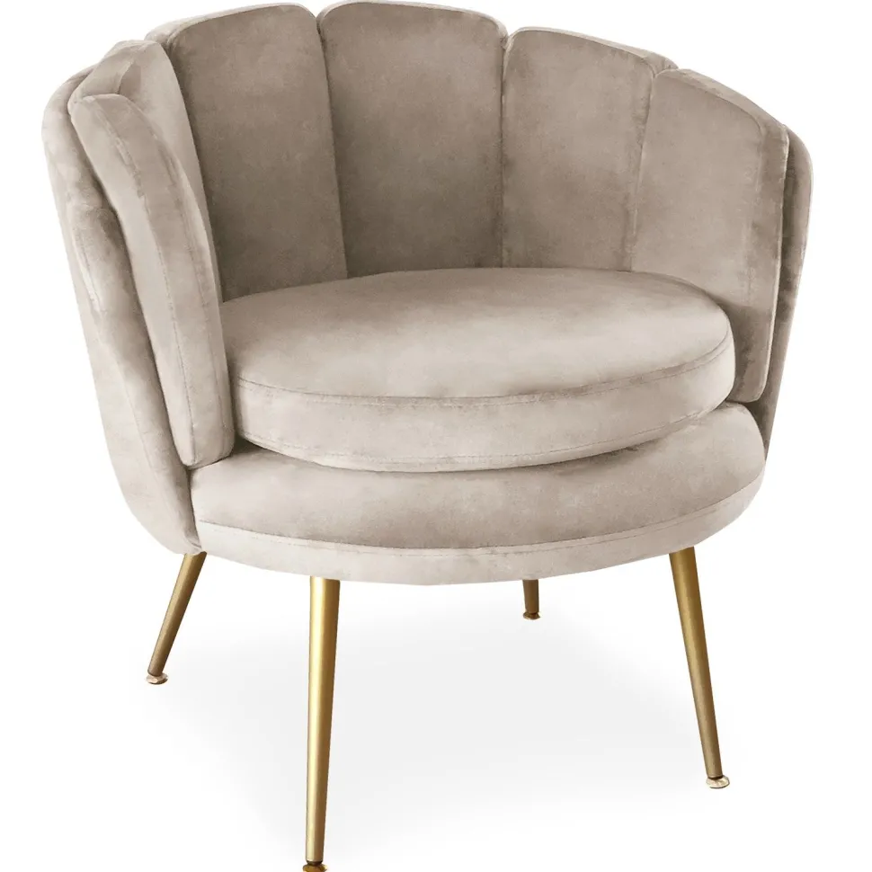 Fauteuil arrondi Brenda Velours Taupe
