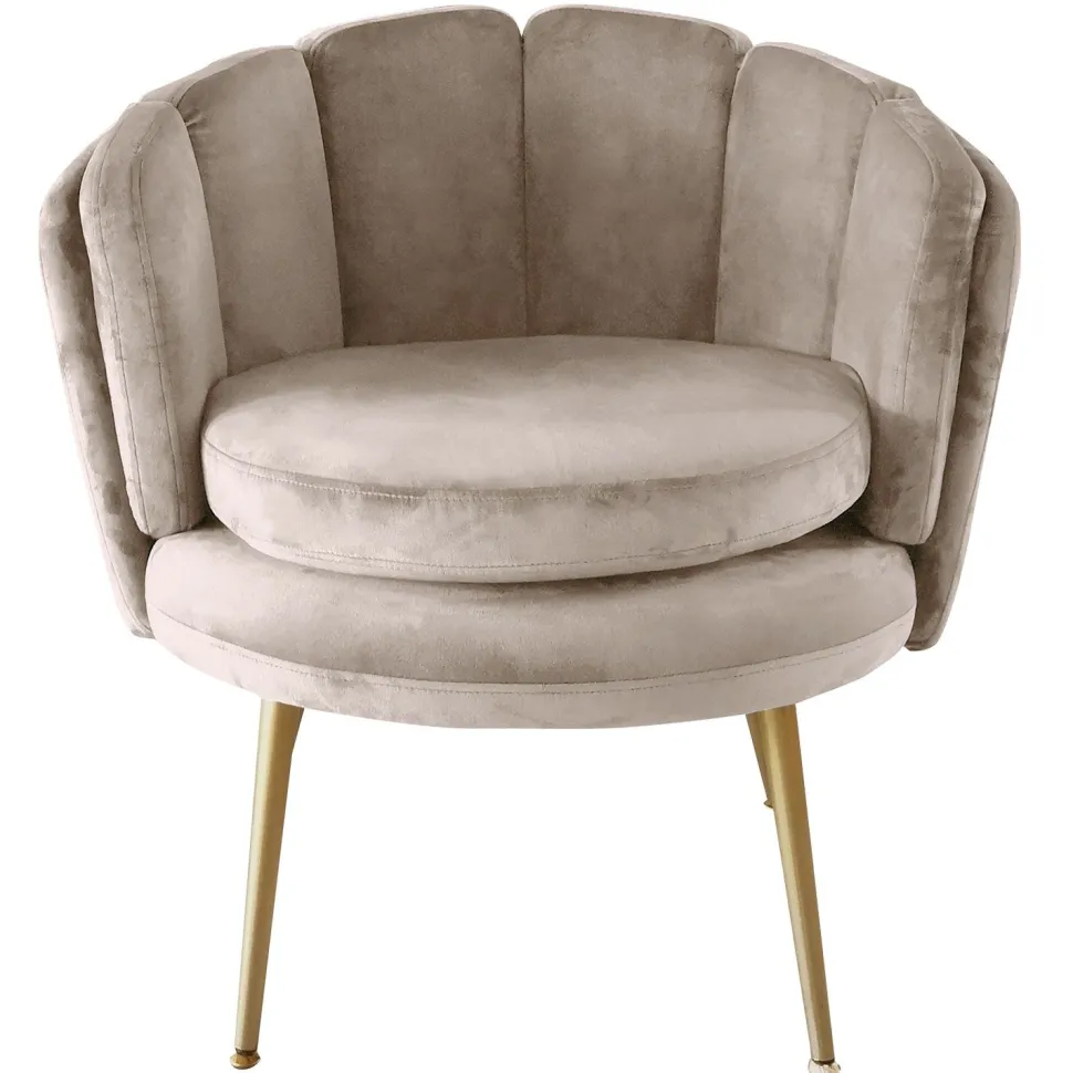 Fauteuil arrondi Brenda Velours Taupe