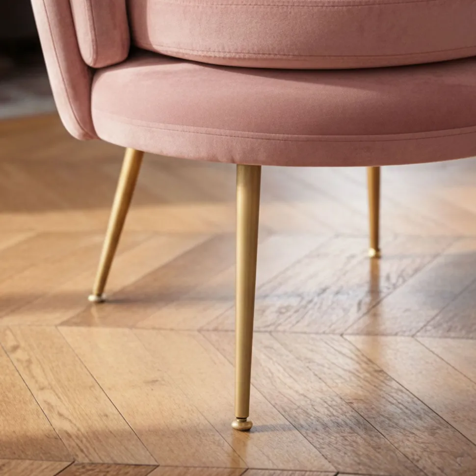 Fauteuil arrondi Brenda Velours Rose