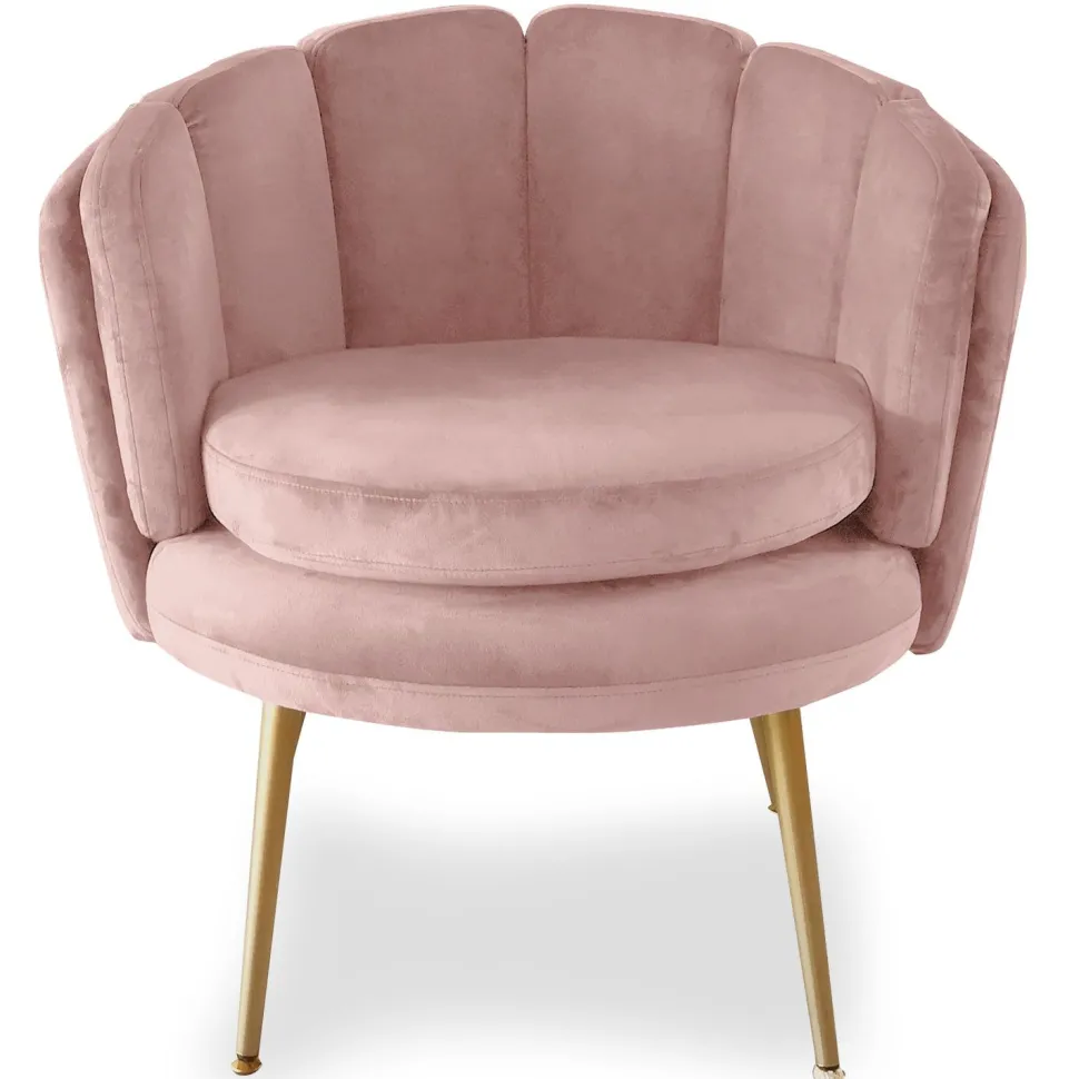 Fauteuil arrondi Brenda Velours Rose