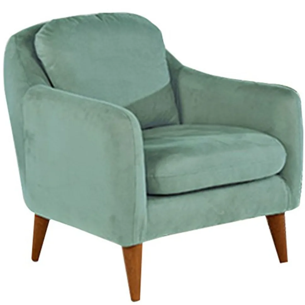 Fauteuil Ashild Pin massif Marron et Tissu vert clair