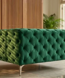 Fauteuil capitonné avec coussin Alykes Velours Vert