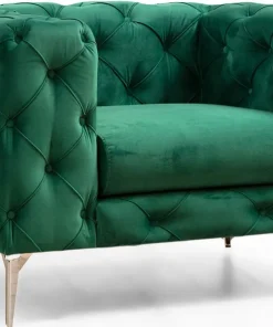 Fauteuil capitonné avec coussin Alykes Velours Vert