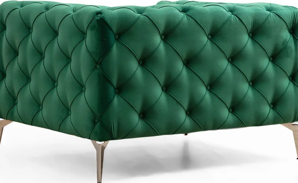 Fauteuil capitonné avec coussin Alykes Velours Vert