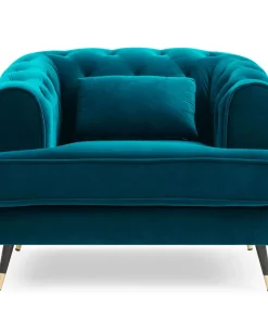 Fauteuil capitonné style boudoir Glams Velours Bleu canard