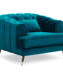Fauteuil capitonné style boudoir Glams Velours Bleu canard