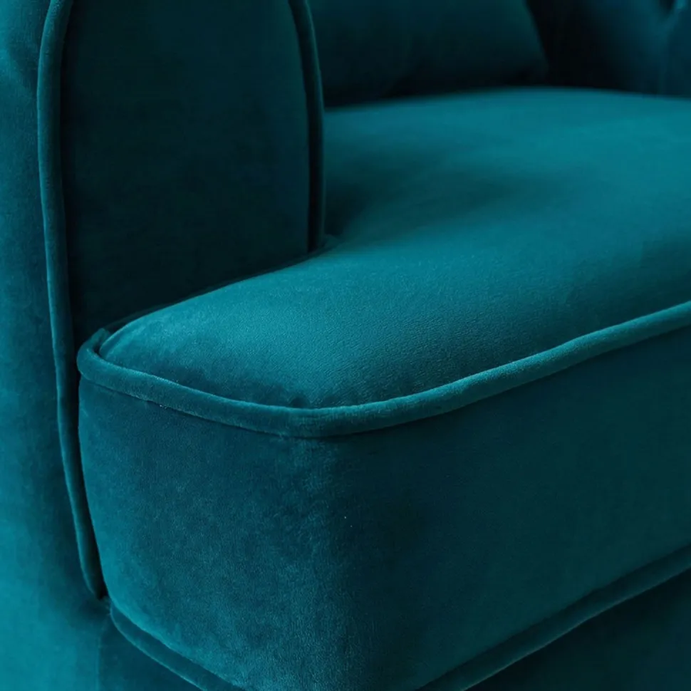 Fauteuil capitonné style boudoir Glams Velours Bleu canard