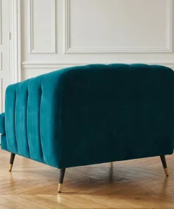 Fauteuil capitonné style boudoir Glams Velours Bleu canard