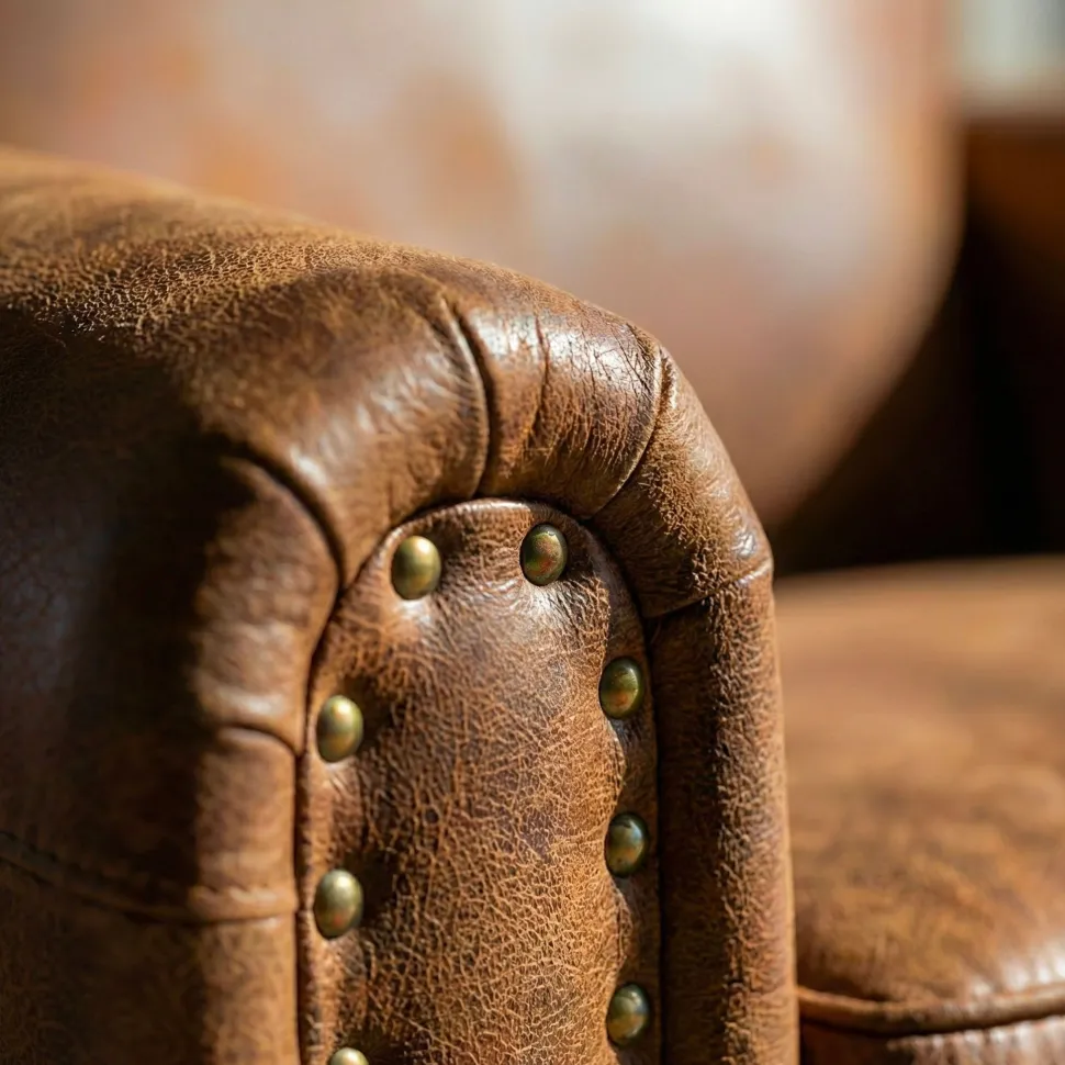 Fauteuil Club Perle Tissu Vintage