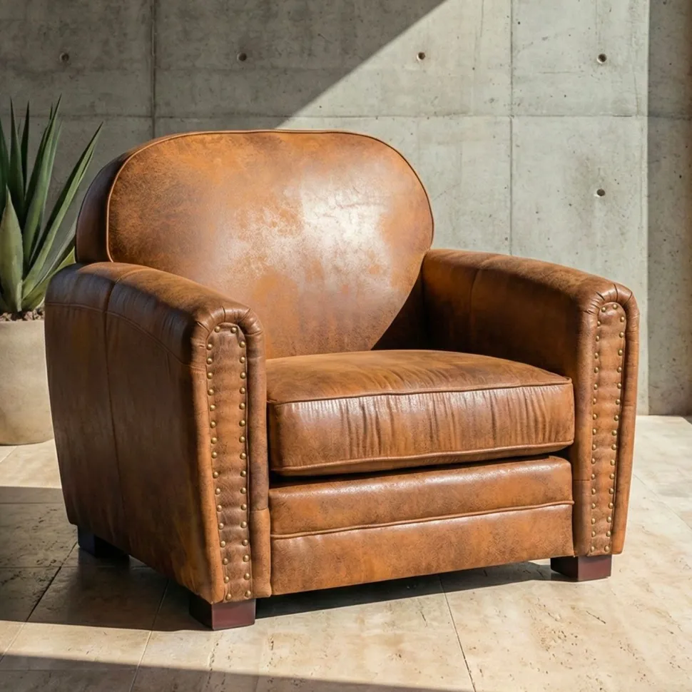 Fauteuil Club Perle Tissu Vintage