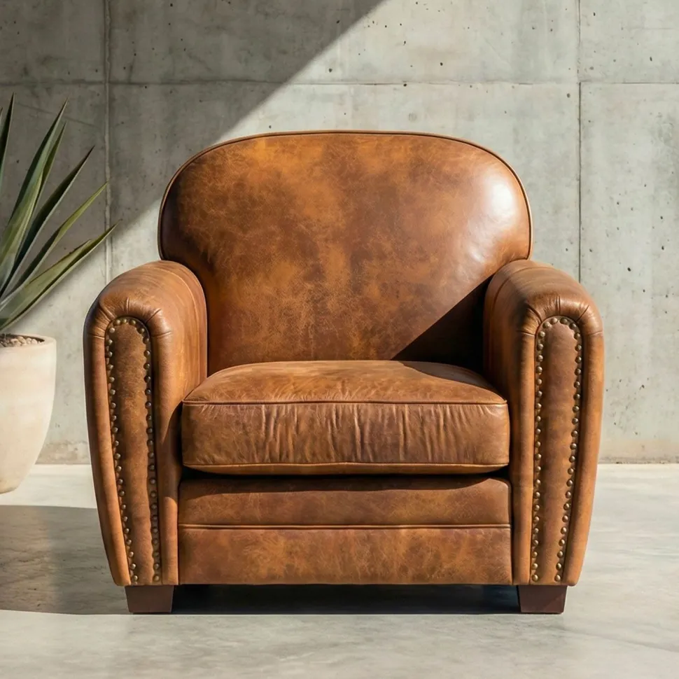 Fauteuil Club Perle Tissu Vintage
