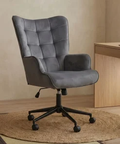 Fauteuil de bureau moderne à haut dossier Florelo Velours Gris