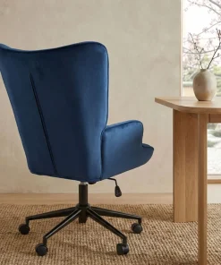 Fauteuil de bureau moderne à haut dossier Florelo Velours Bleu