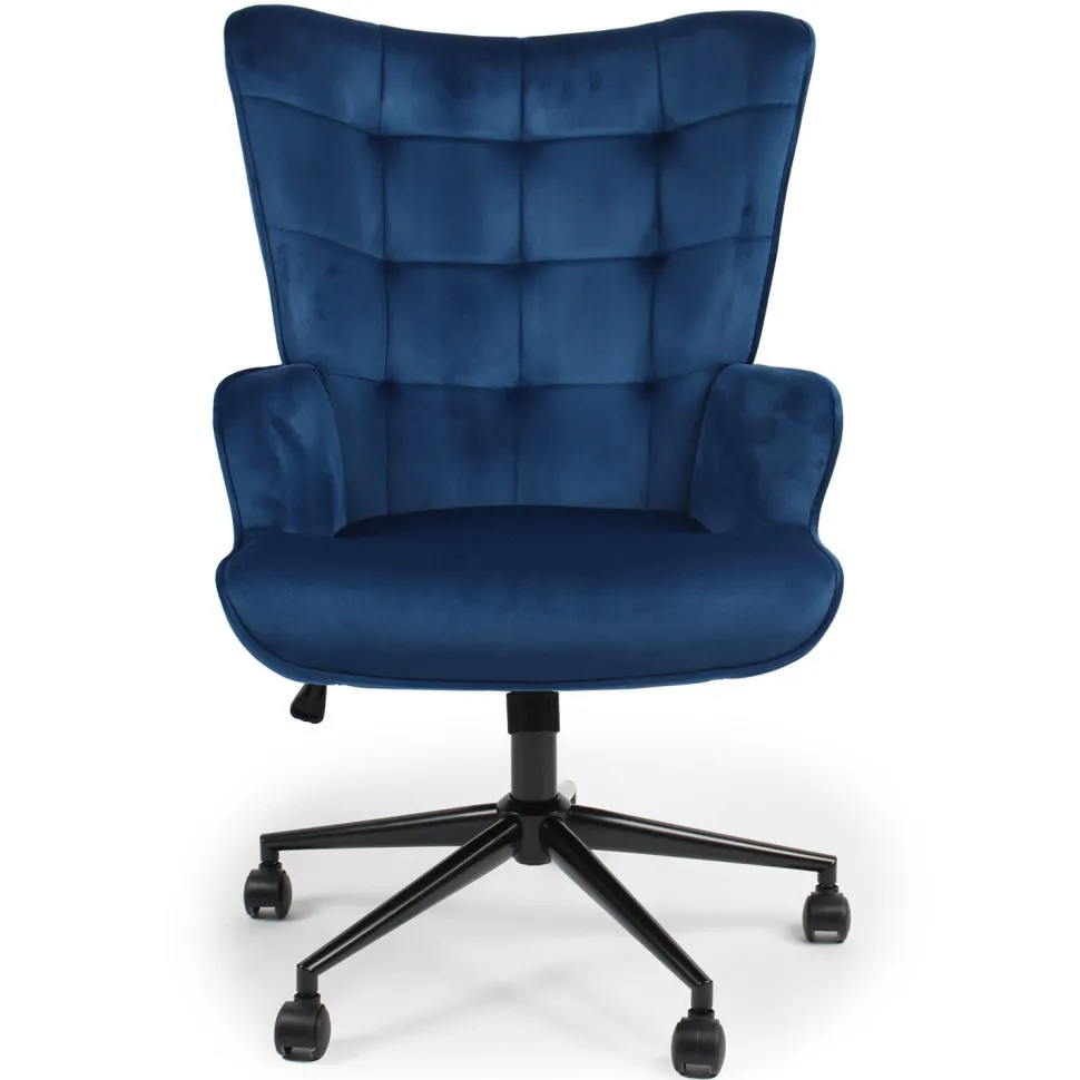 Fauteuil de bureau moderne à haut dossier Florelo Velours Bleu