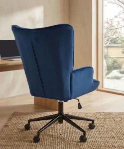 Fauteuil de bureau moderne à haut dossier Florelo Velours Bleu