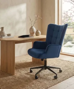 Fauteuil de bureau moderne à haut dossier Florelo Velours Bleu