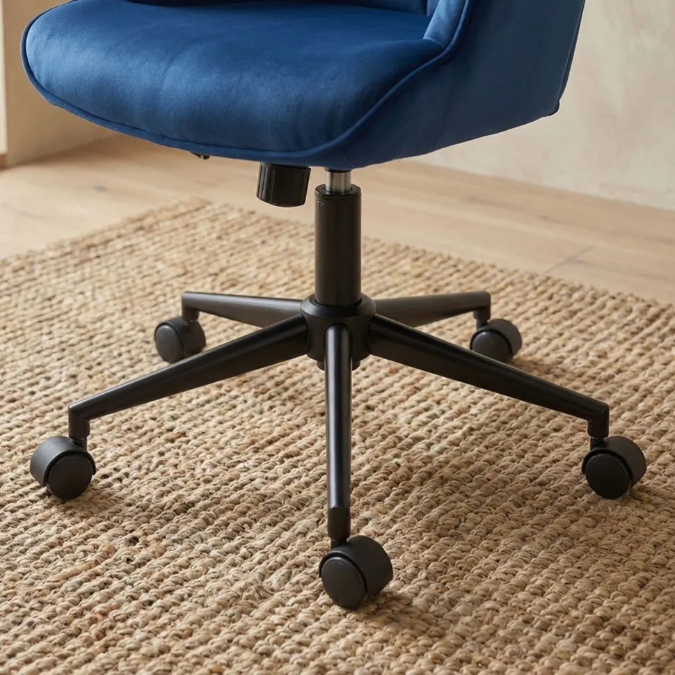 Fauteuil de bureau moderne à haut dossier Florelo Velours Bleu