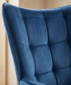 Fauteuil de bureau moderne à haut dossier Florelo Velours Bleu
