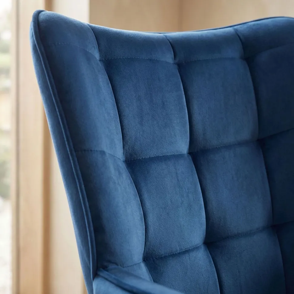 Fauteuil de bureau moderne à haut dossier Florelo Velours Bleu