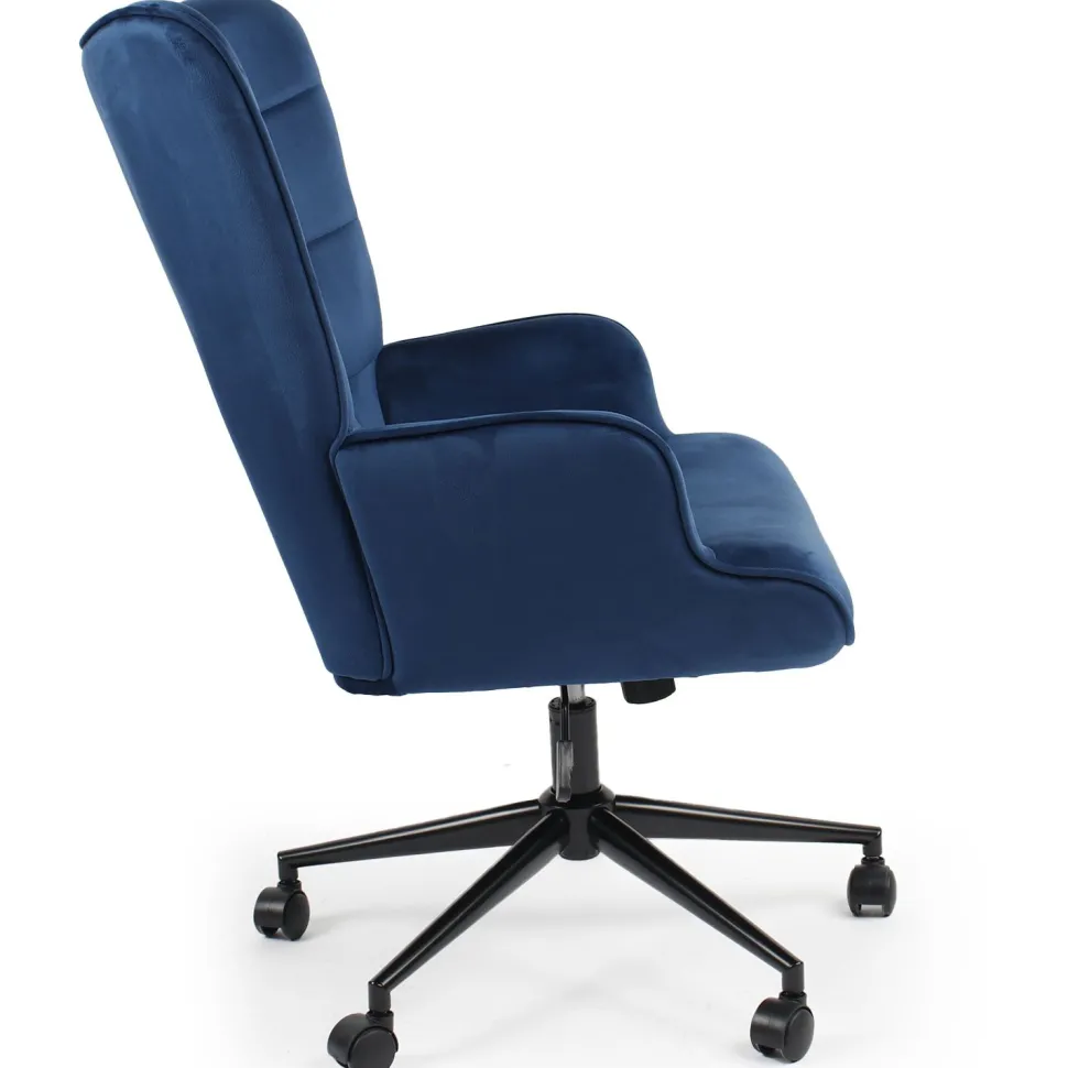 Fauteuil de bureau moderne à haut dossier Florelo Velours Bleu