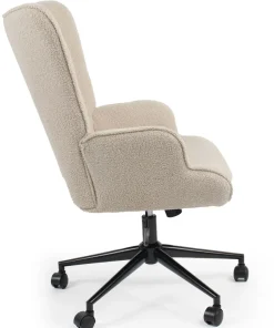 Fauteuil de bureau moderne à haut dossier Florelo Tissu bouclette Beige